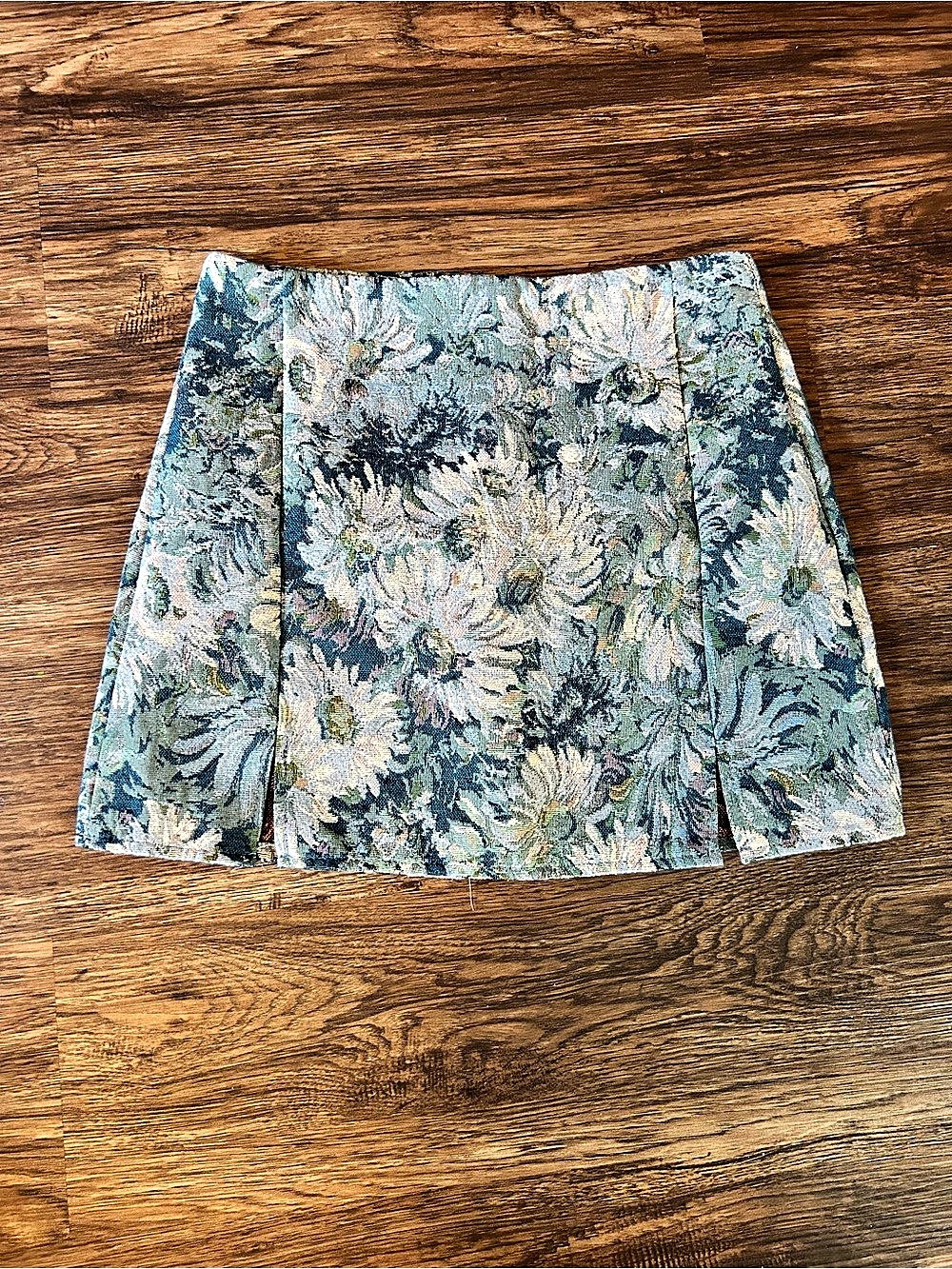 Floral Mini Skirt in Blue & Green